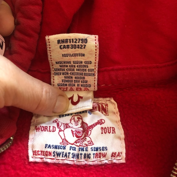Woman’s True Religion Hoody- red - size Medium- lightly worn - Picture 7 of 8